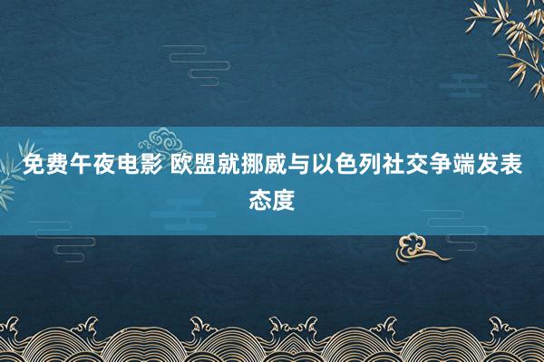 免费午夜电影 欧盟就挪威与以色列社交争端发表态度