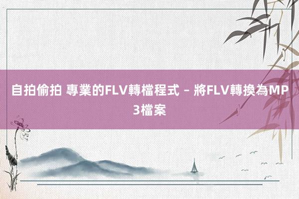 自拍偷拍 專業的FLV轉檔程式 – 將FLV轉換為MP3檔案