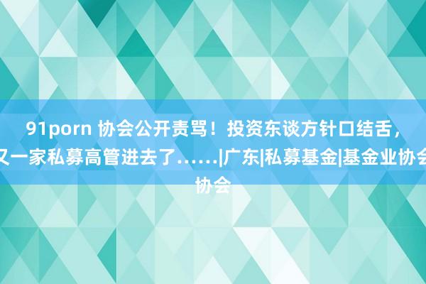 91porn 协会公开责骂！投资东谈方针口结舌，又一家私募高管进去了……|广东|私募基金|基金业协会